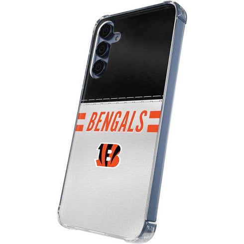 NFL Cincinnati Bengals White Striped Galaxy A35 5G Clear Case